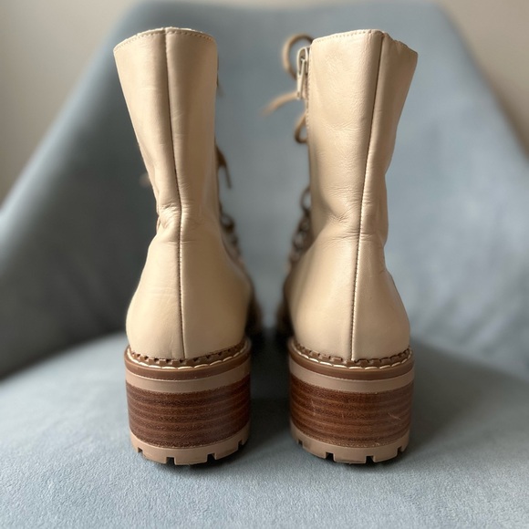 Bertuchi Leather Lace Up Combat Beige Tan Brown Boots Womens 40 9.5 - Picture 10 of 12